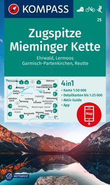 Map Zugspitze, Mieminger Kette, Ehrwald, Lermoos, Garmisch-Partenkirchen, Reutte KW 1:50.000