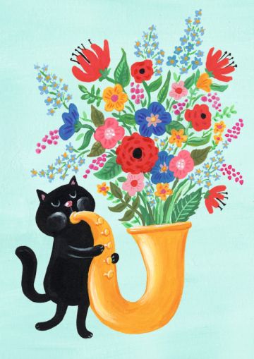 Картички Inkognito Ph 38615  Katze mit Saxophon